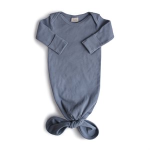 Mushie Ribbed Knotted Baby Gown Tradewinds